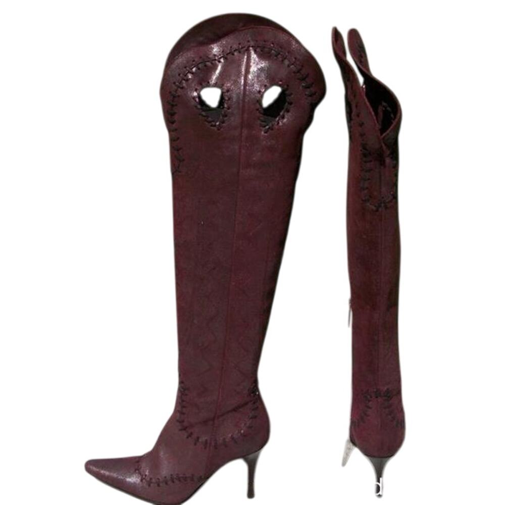 Donald Pliner Couture Wine Metallic Leather Boot Shoe New Over The Knee $695 NWT - Picture 5 of 11